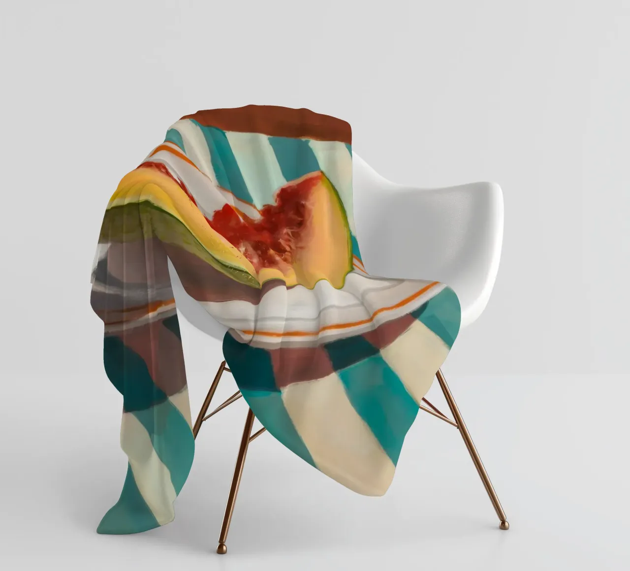 Striped Table Melon fleece blanket by Haven Fantasy