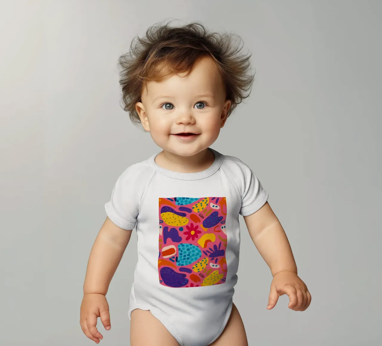 Caos floreale astratto body neonato maniche corte da Pale Aura