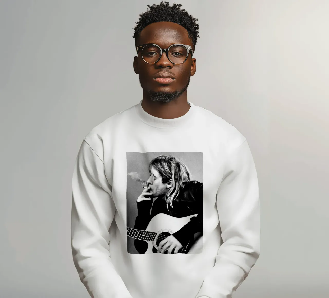 Smoking Kurt Cobain And Guitar felpa da Has Fab