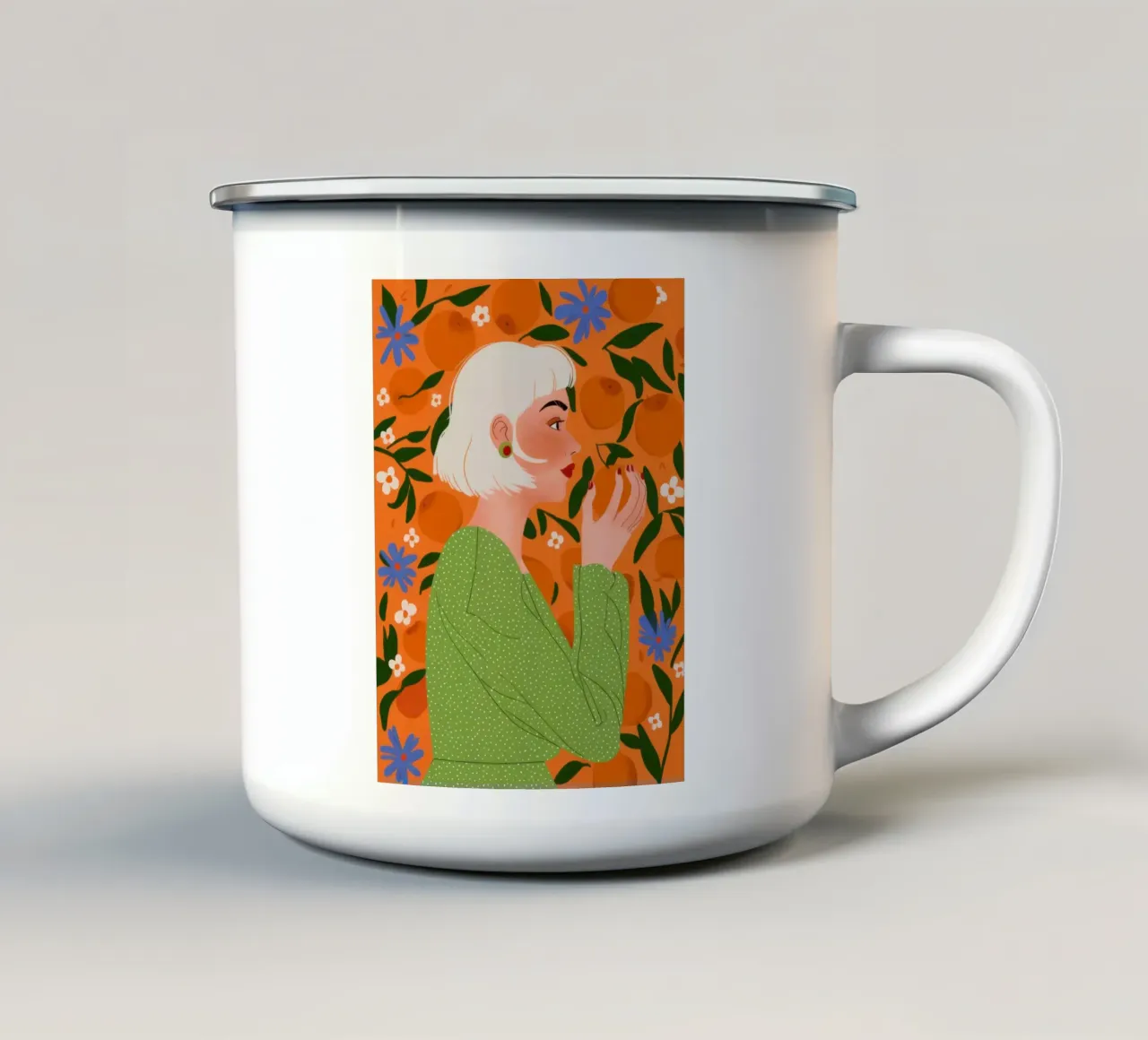 Maglione verde Serenity tazza in smalto da Marigold Tiga