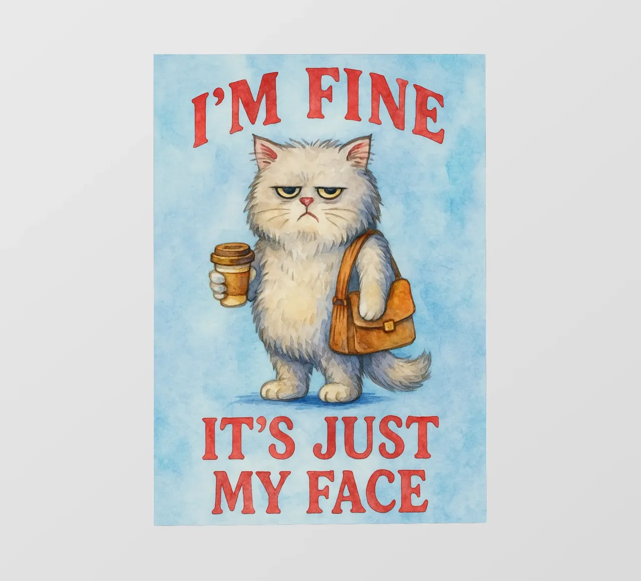 Funny Cat I'm Fine, It's Just My Face backlit film by onerules