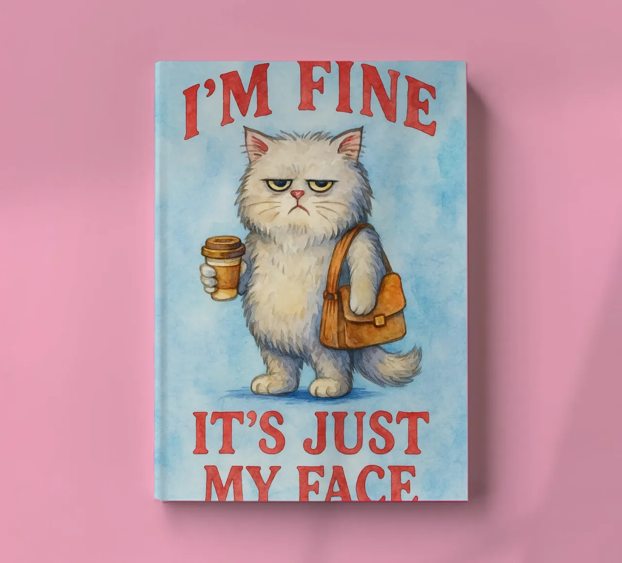 Funny Cat I'm Fine, It's Just My Face notebook by onerules