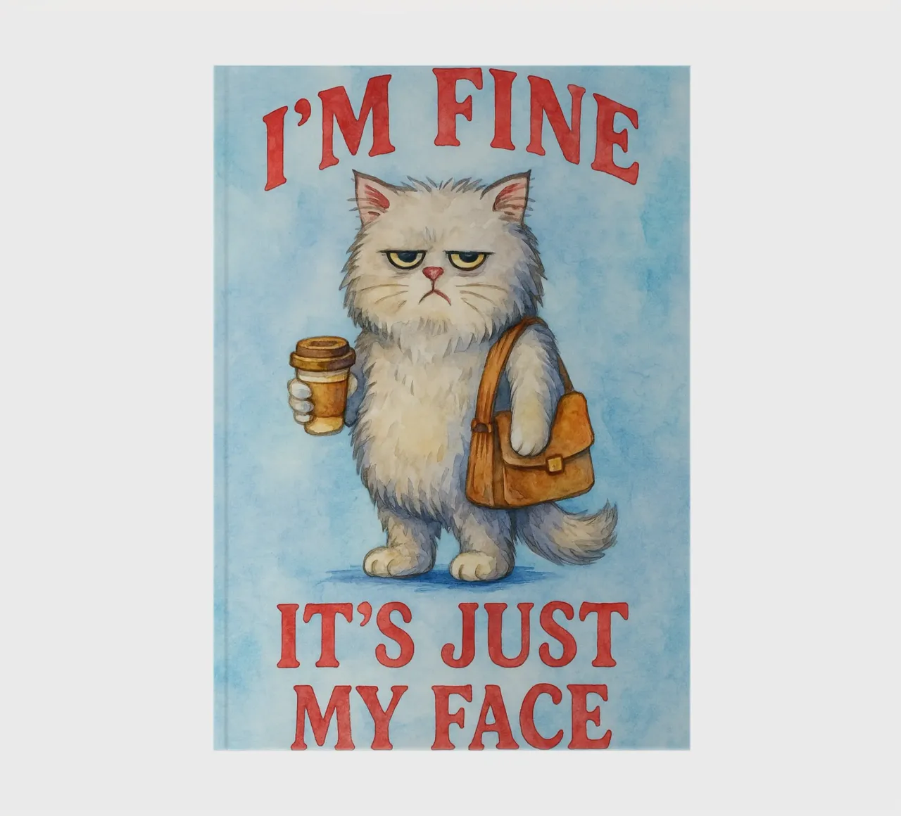 Funny Cat I'm Fine, It's Just My Face notebook by onerules
