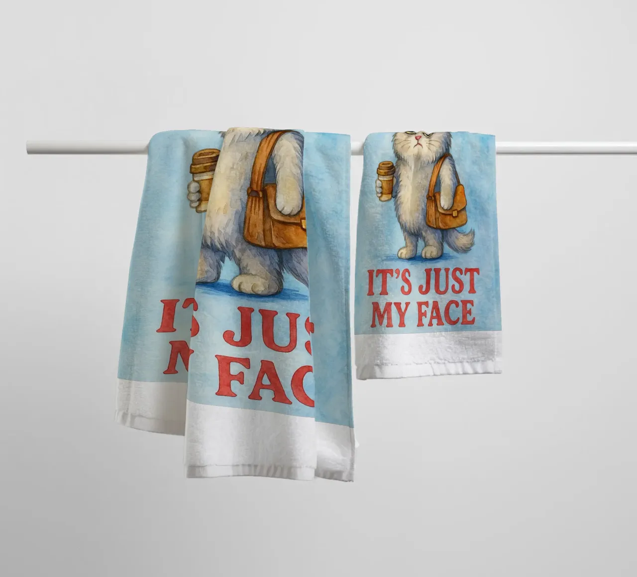 Funny Cat I'm Fine, It's Just My Face towel by onerules