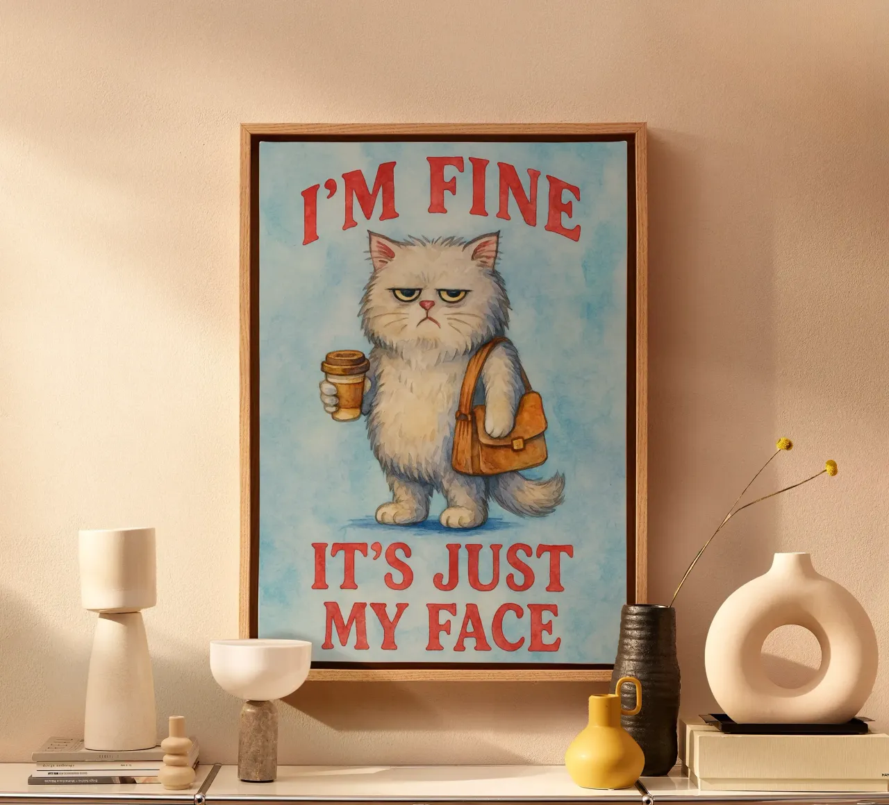 Funny Cat I'm Fine, It's Just My Face canvas by onerules