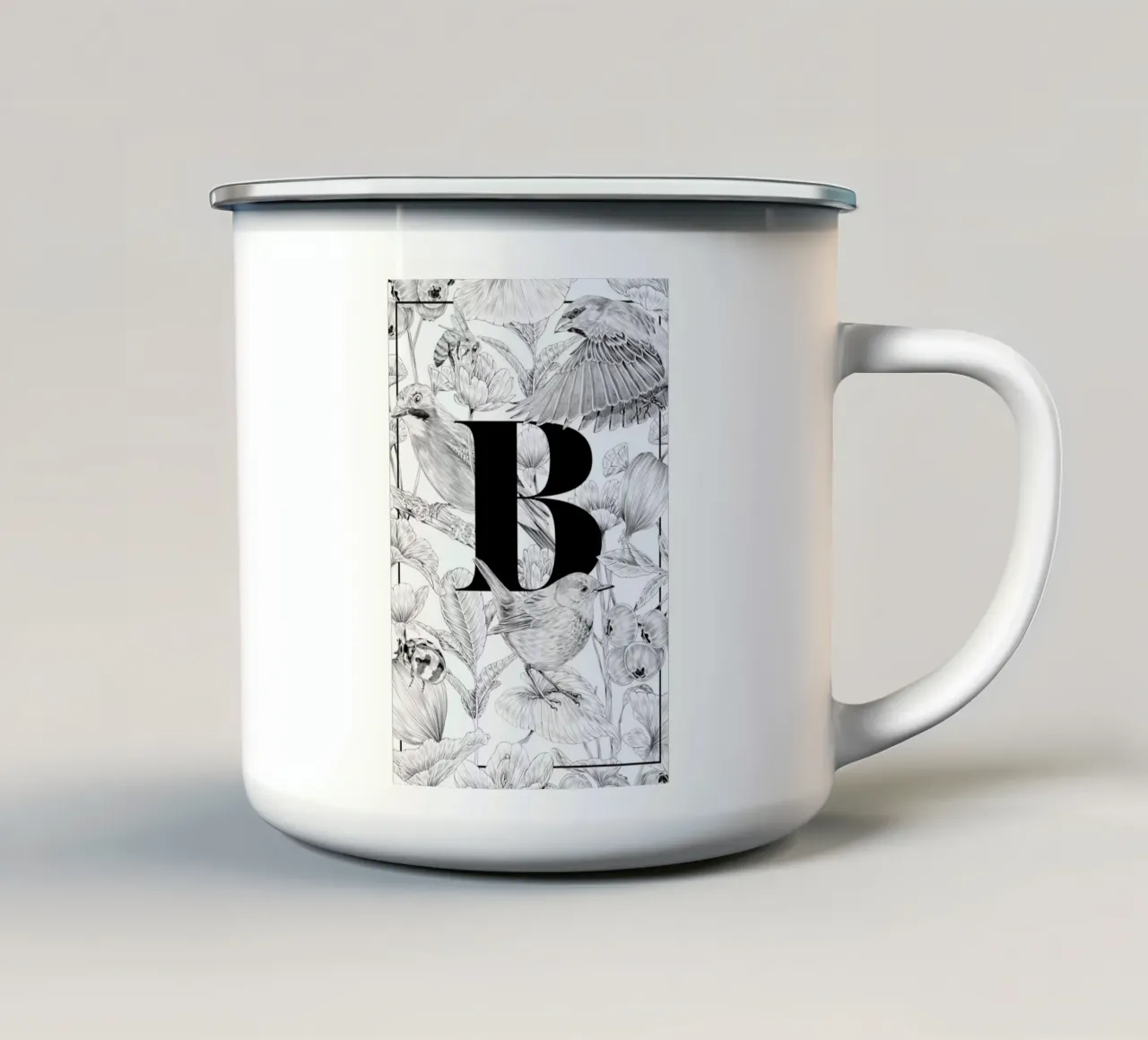 Floral Alphabet B tazza in smalto da Faunesque