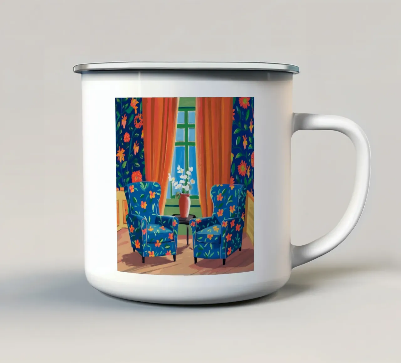 Duo di poltrone floreali tazza in smalto da Haven Fantasy