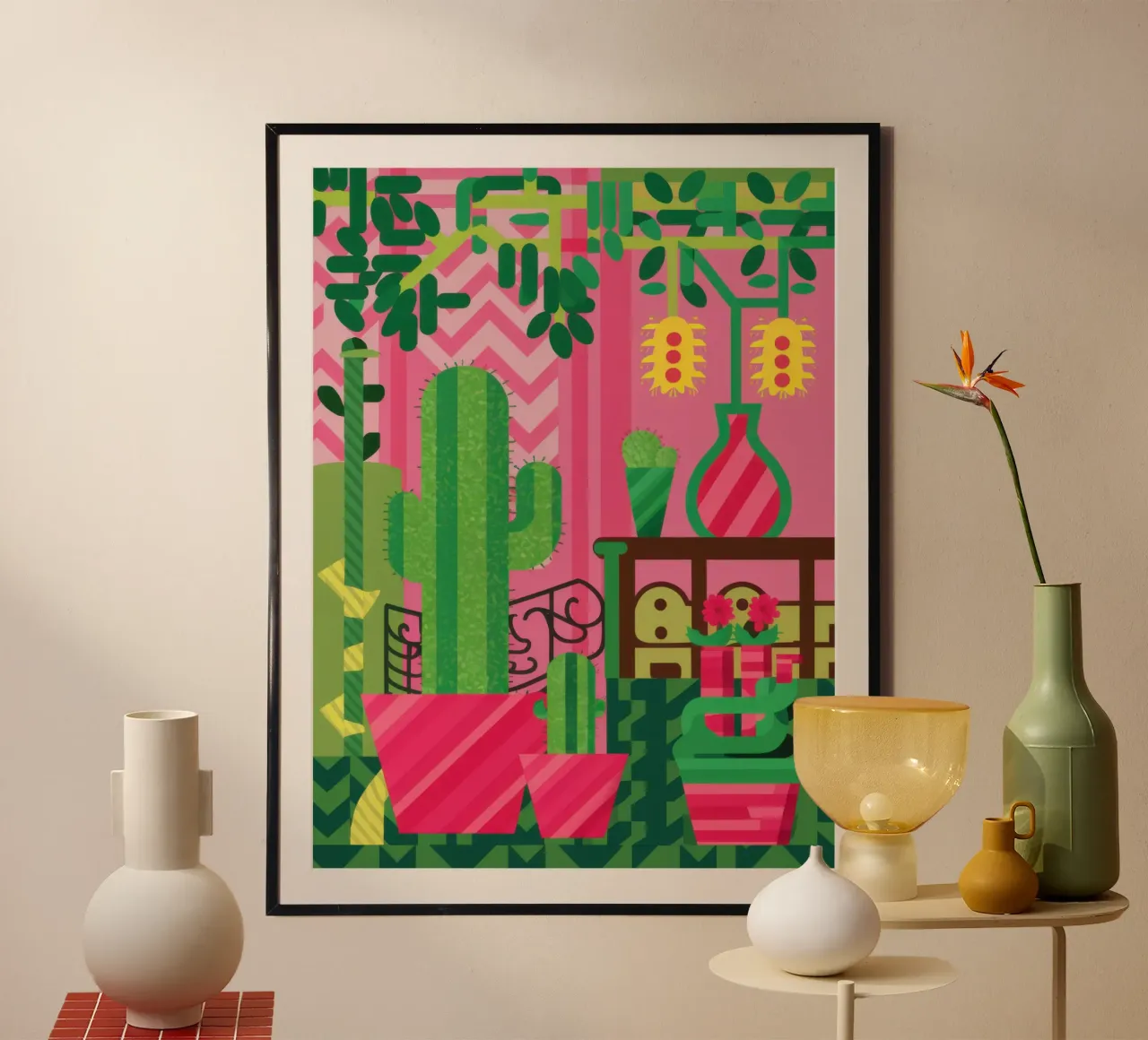 Giardino da balcone con cactus carta hahnemühle da Pale Aura