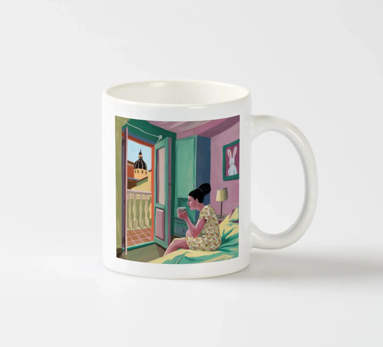 Fuga di lettura sul balcone tazza in ceramica da Haven Fantasy