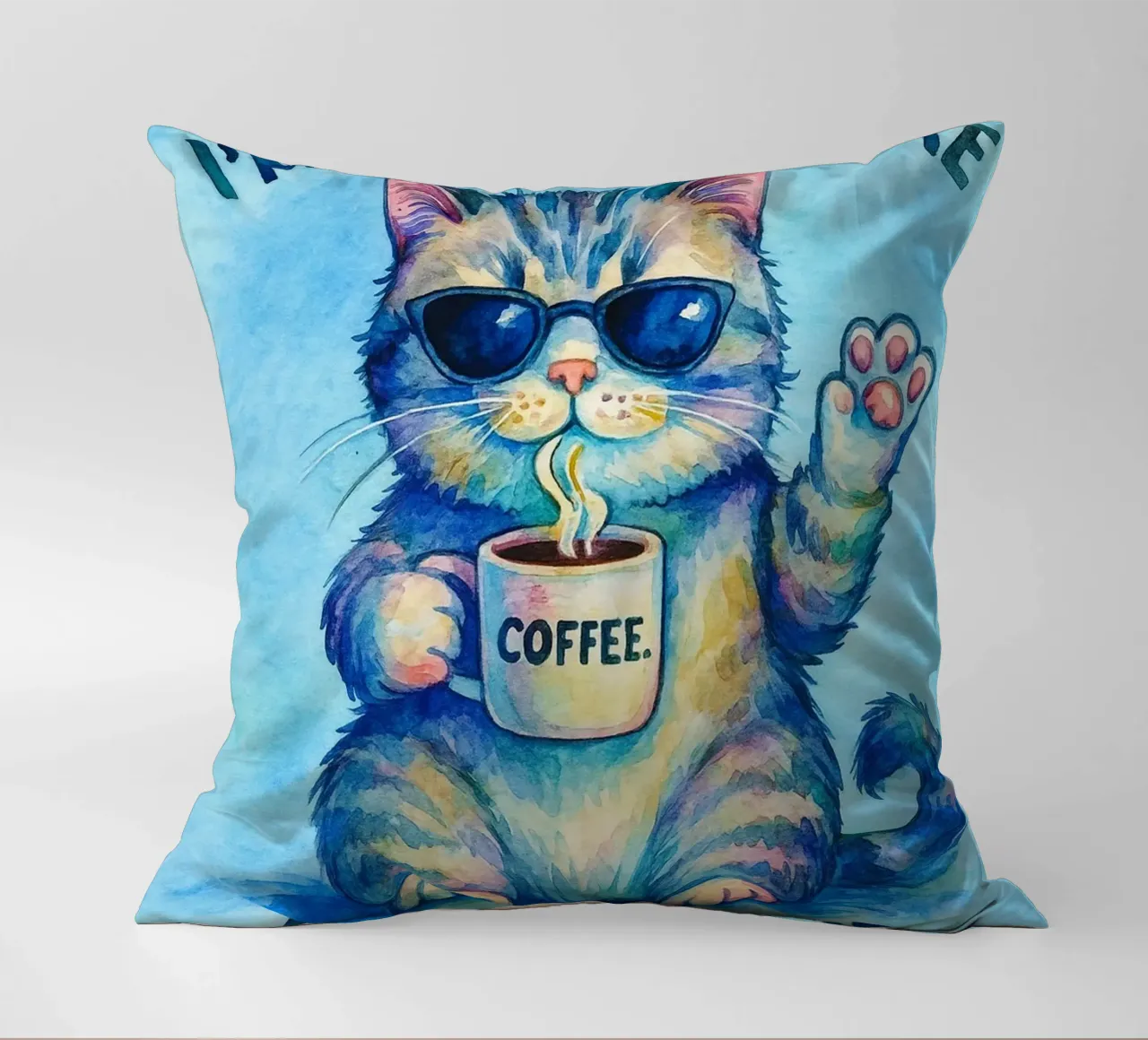 Funny Cat I'm Here I'm Awake Don't Push It decorative cushion by onerules