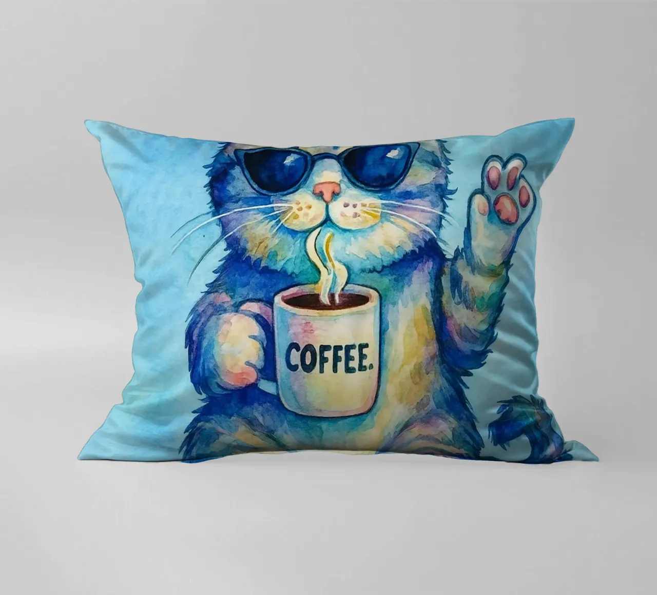 Funny Cat I'm Here I'm Awake Don't Push It decorative cushion by onerules