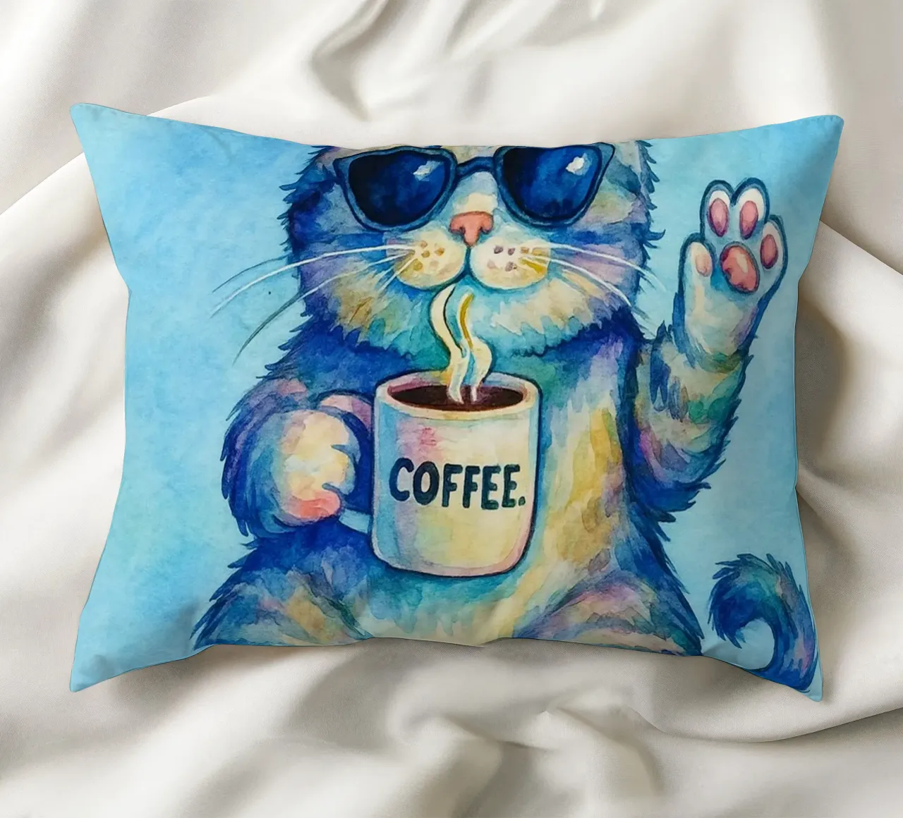 Funny Cat I'm Here I'm Awake Don't Push It decorative cushion by onerules