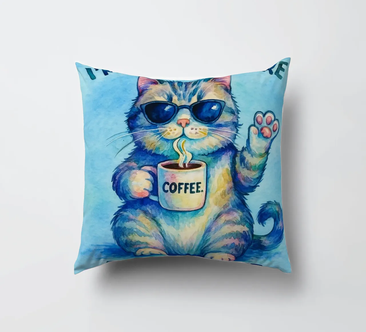 Funny Cat I'm Here I'm Awake Don't Push It decorative cushion by onerules