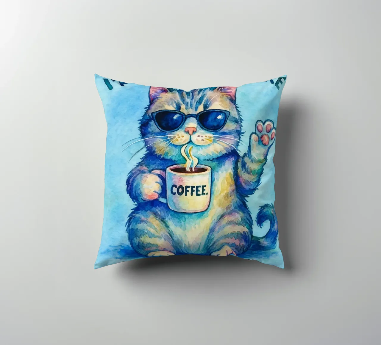 Funny Cat I'm Here I'm Awake Don't Push It decorative cushion by onerules