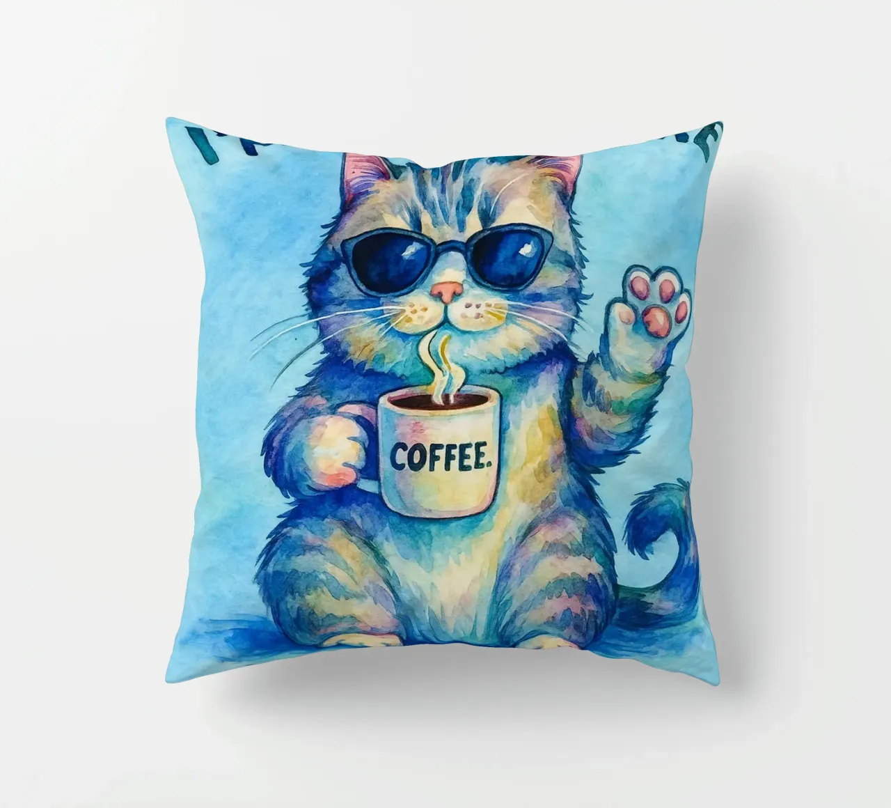 Funny Cat I'm Here I'm Awake Don't Push It decorative cushion by onerules