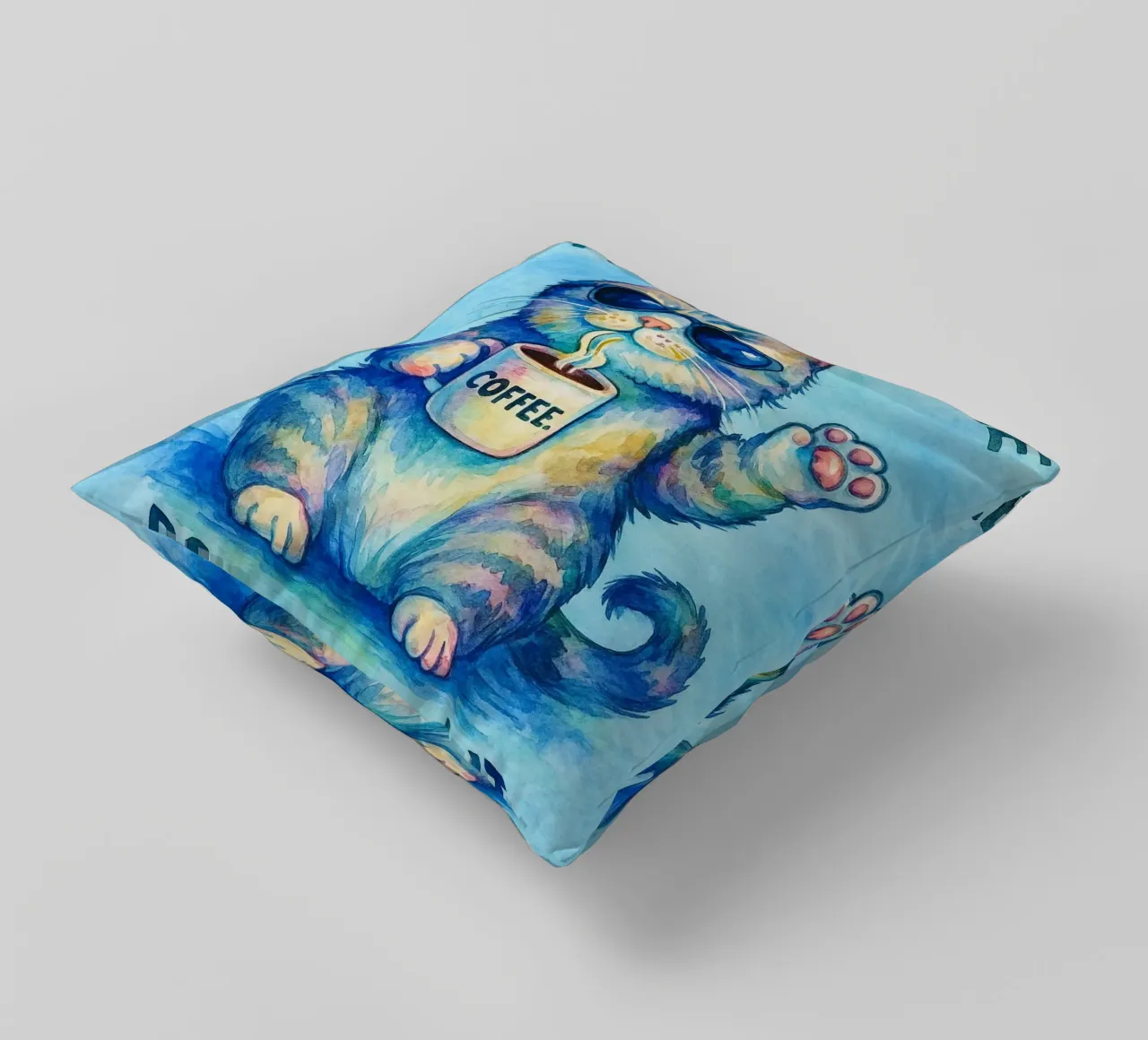 Funny Cat I'm Here I'm Awake Don't Push It decorative cushion by onerules