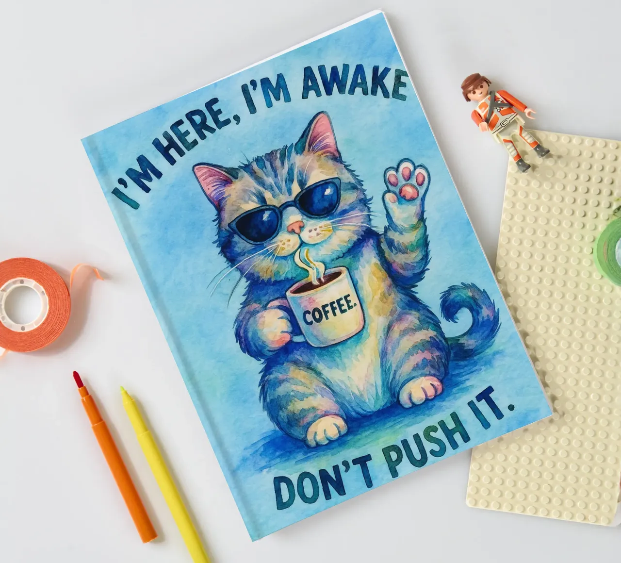 Gatto divertente Sono qui Sono sveglio Non esagerare diario da onerules