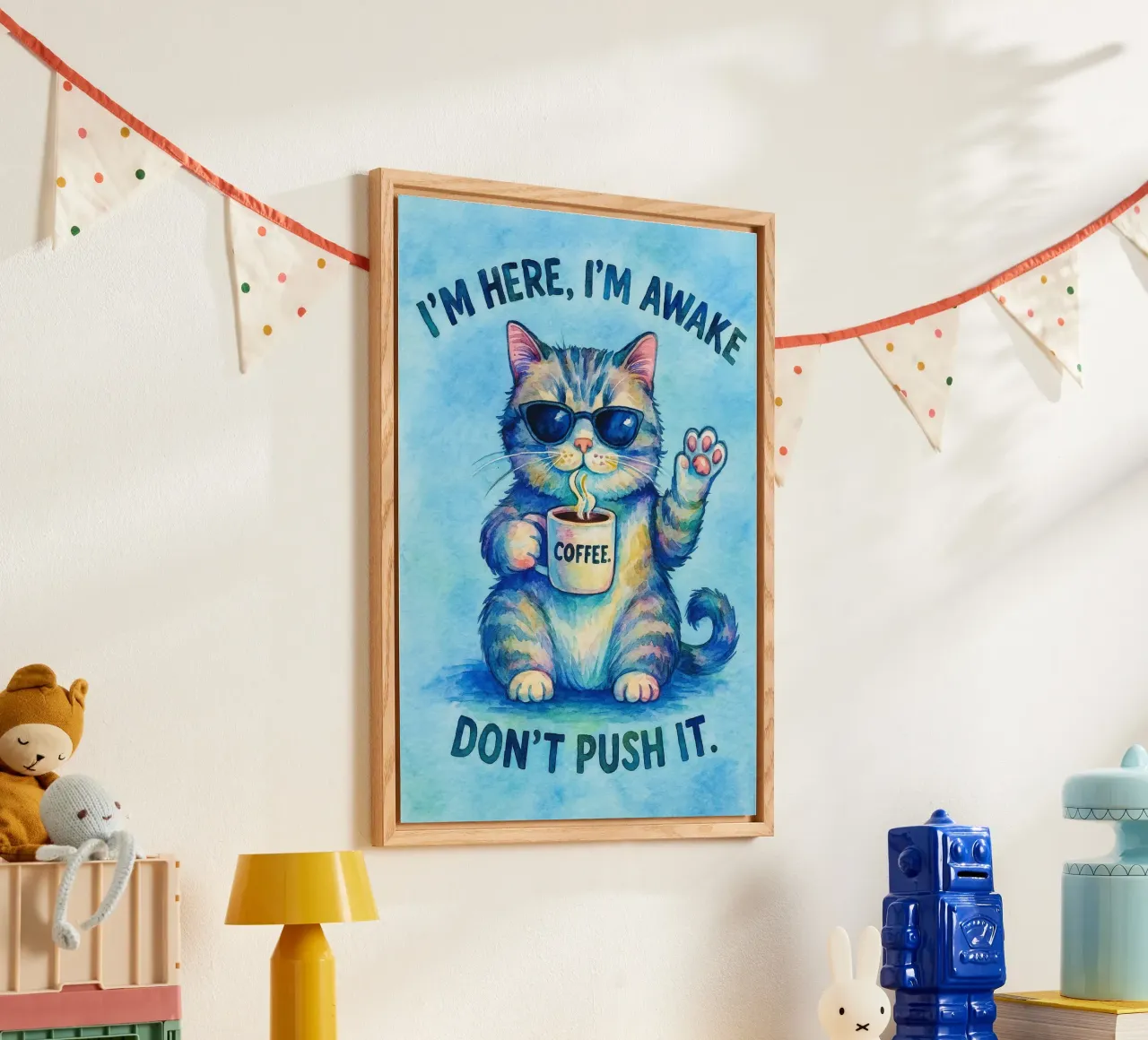Funny Cat I'm Here I'm Awake Don't Push It plexiglas de onerules