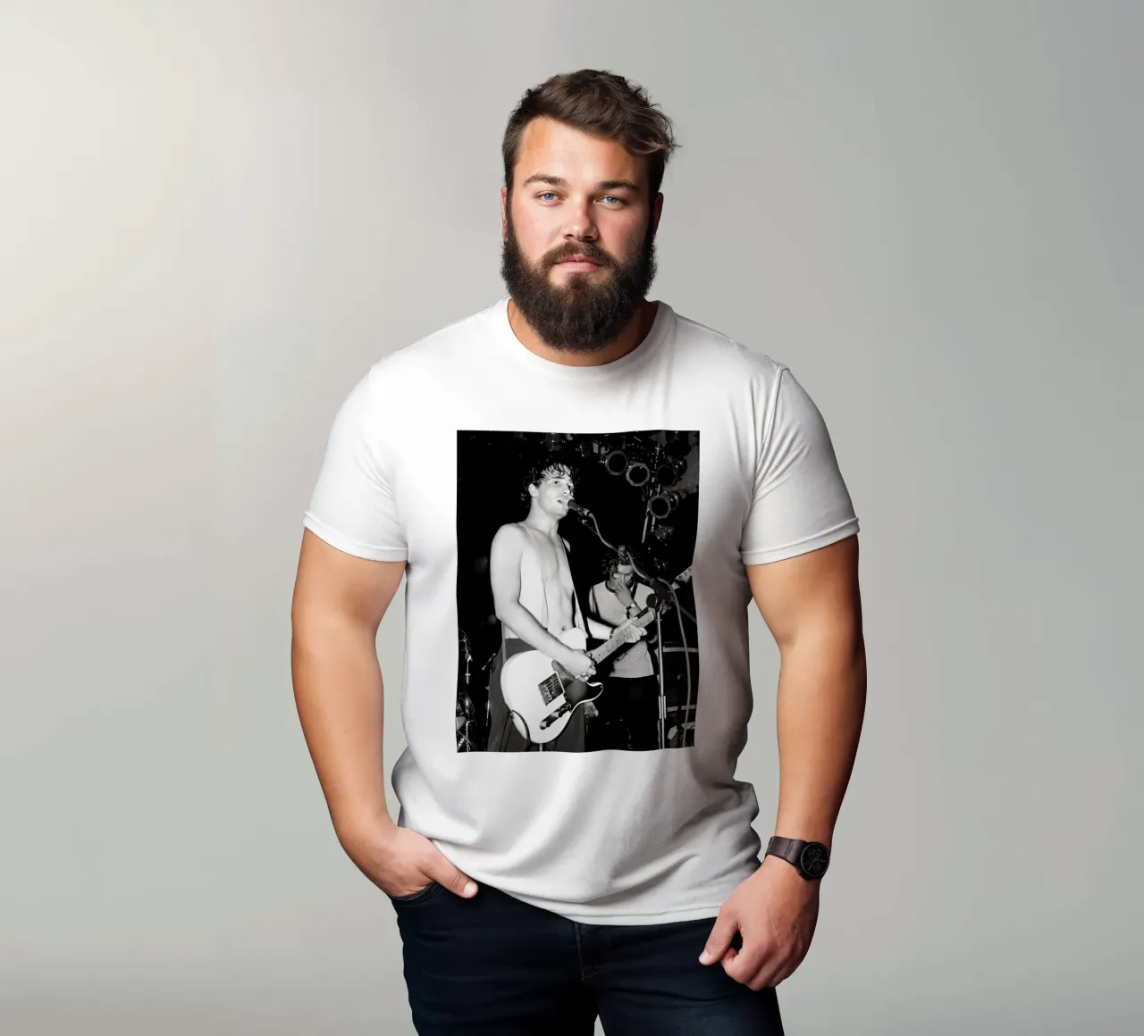 Concerto vintage in bianco e nero di Jeff Buckley t-shirt da greskulargenama