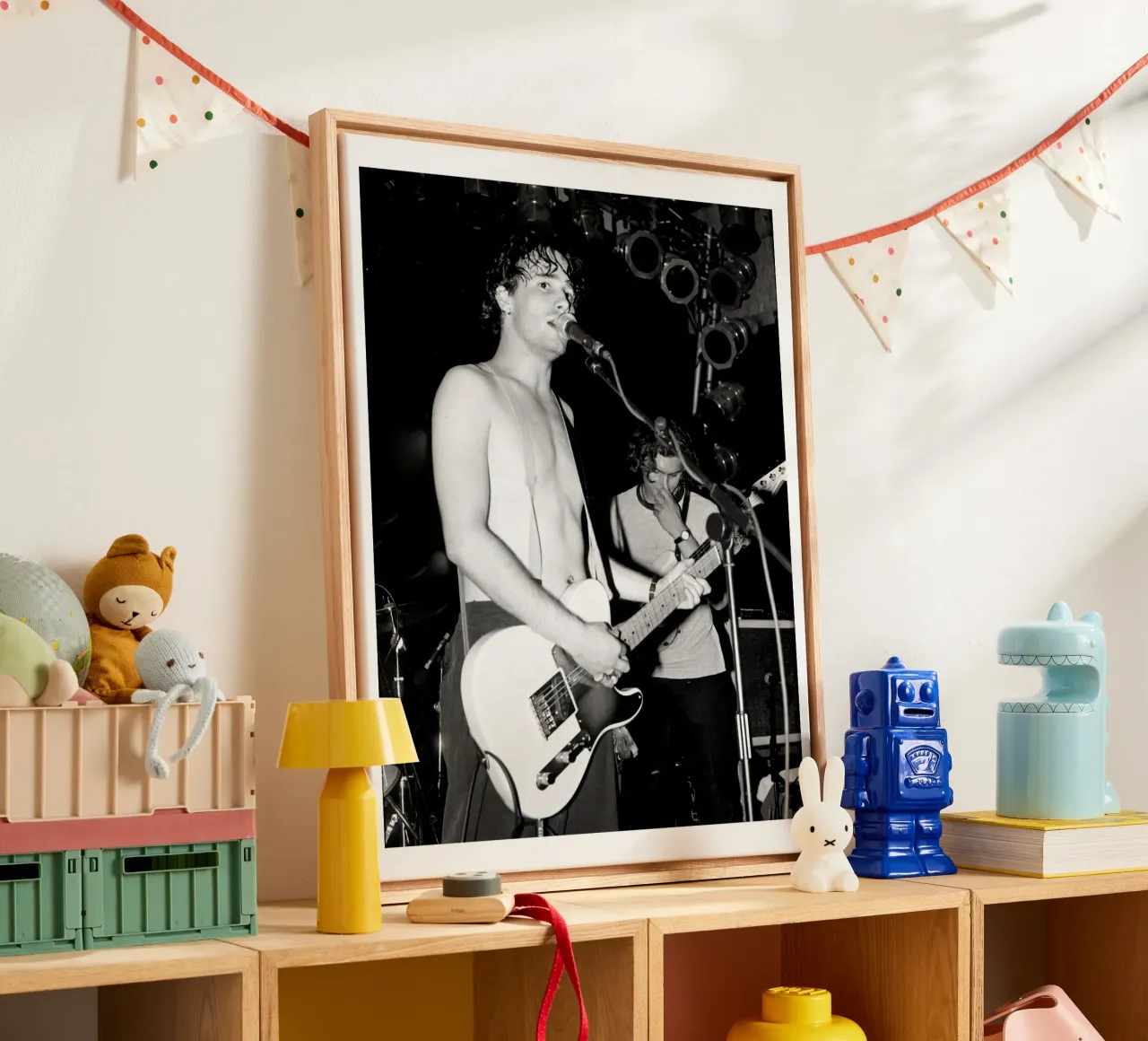 Concerto vintage in bianco e nero di Jeff Buckley tela con Cornice a cassetta da greskulargenama