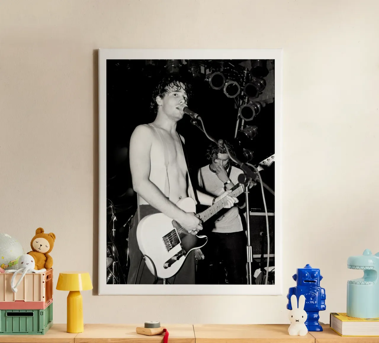 Concerto vintage in bianco e nero di Jeff Buckley tela con Cornice a cassetta da greskulargenama