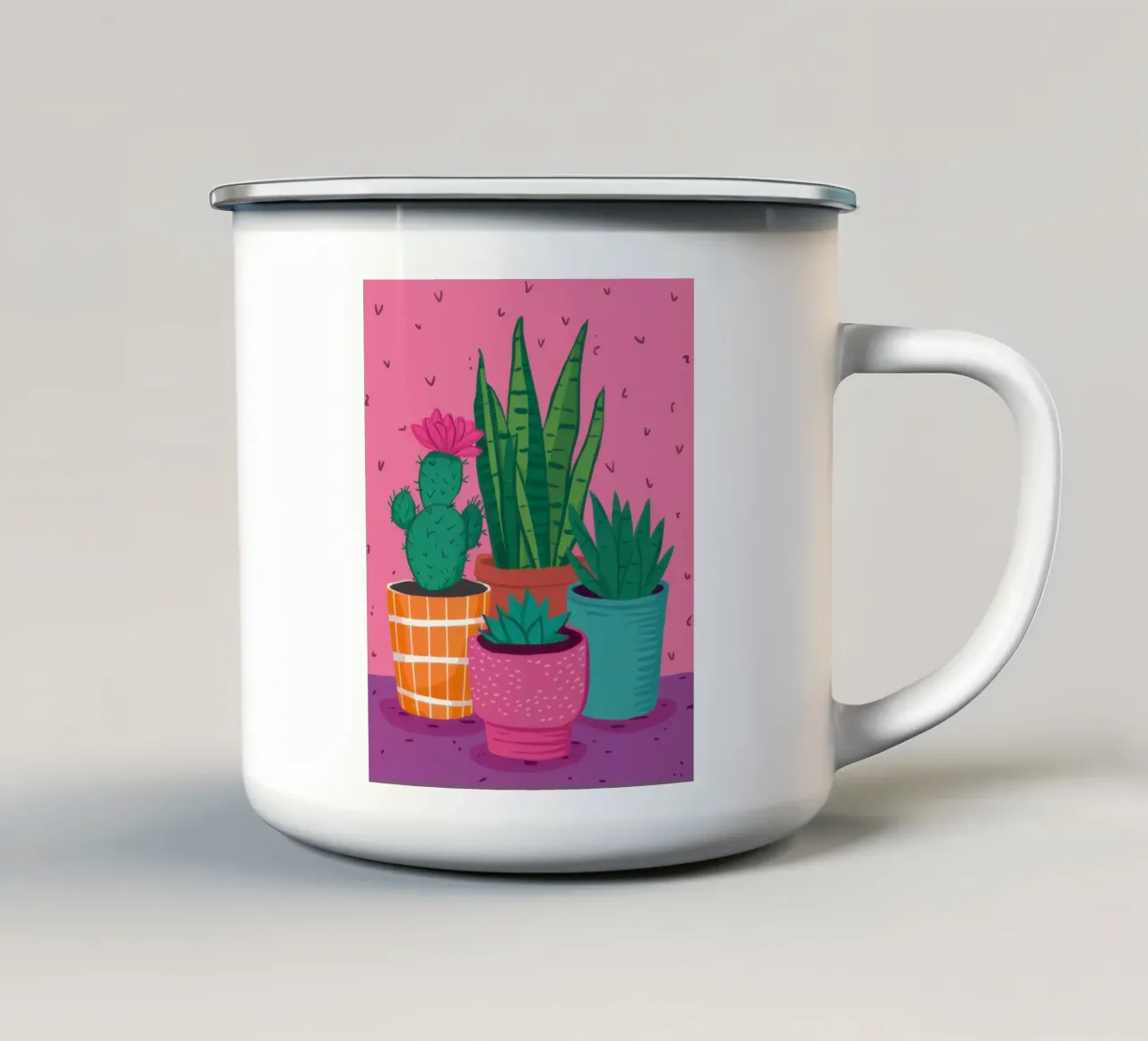 Duo di piante in vaso rosa tazza in smalto da Pale Aura