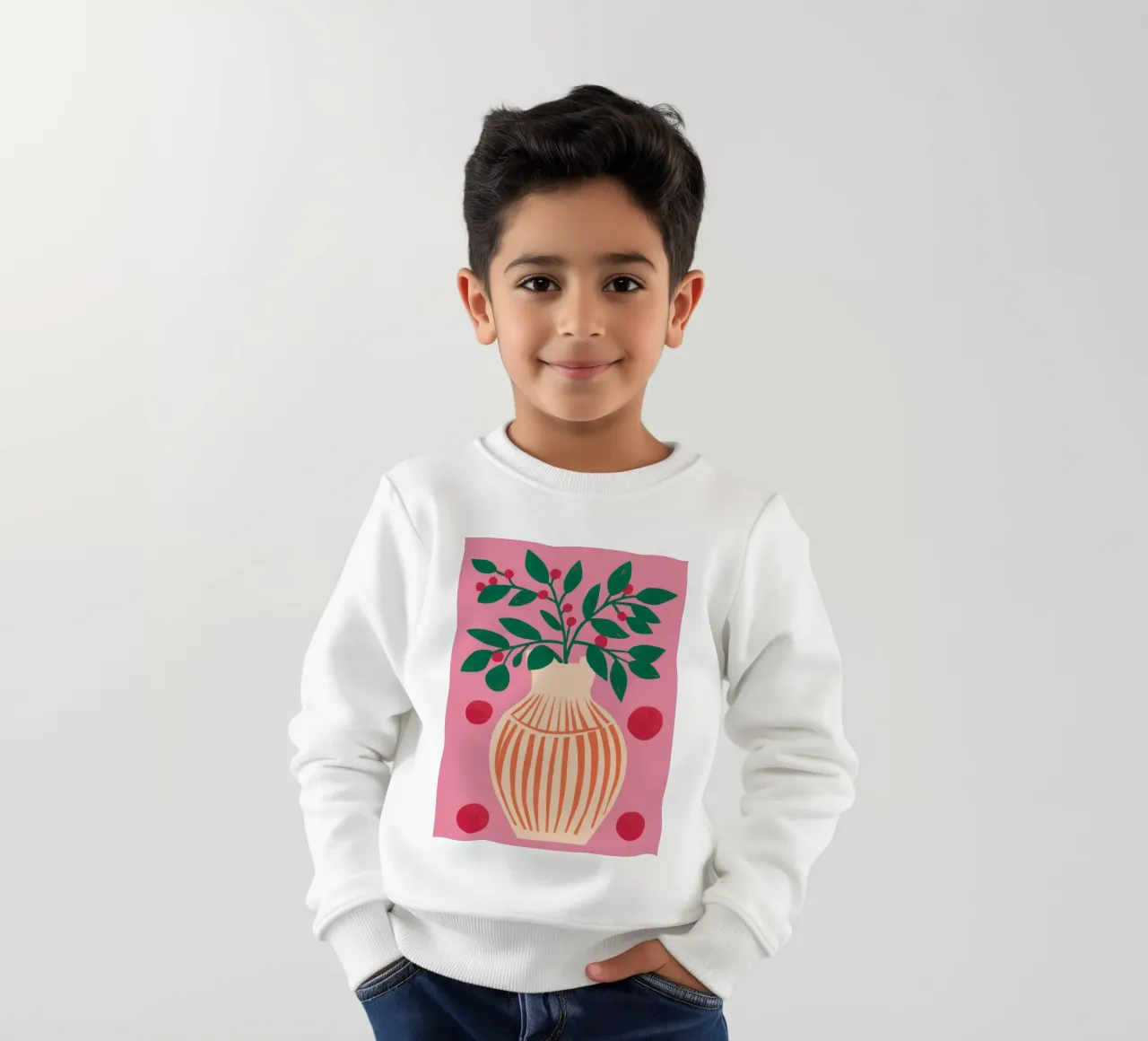Vaso a righe Pianta rosa felpa bambino da Pale Aura