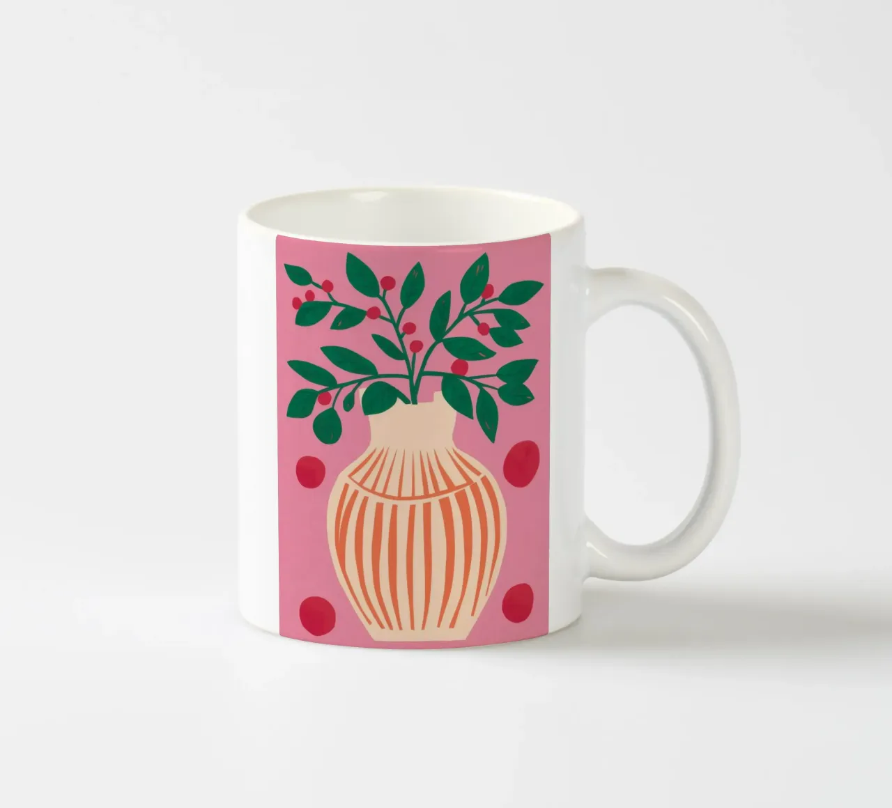Vaso a righe Pianta rosa tazza in ceramica da Pale Aura
