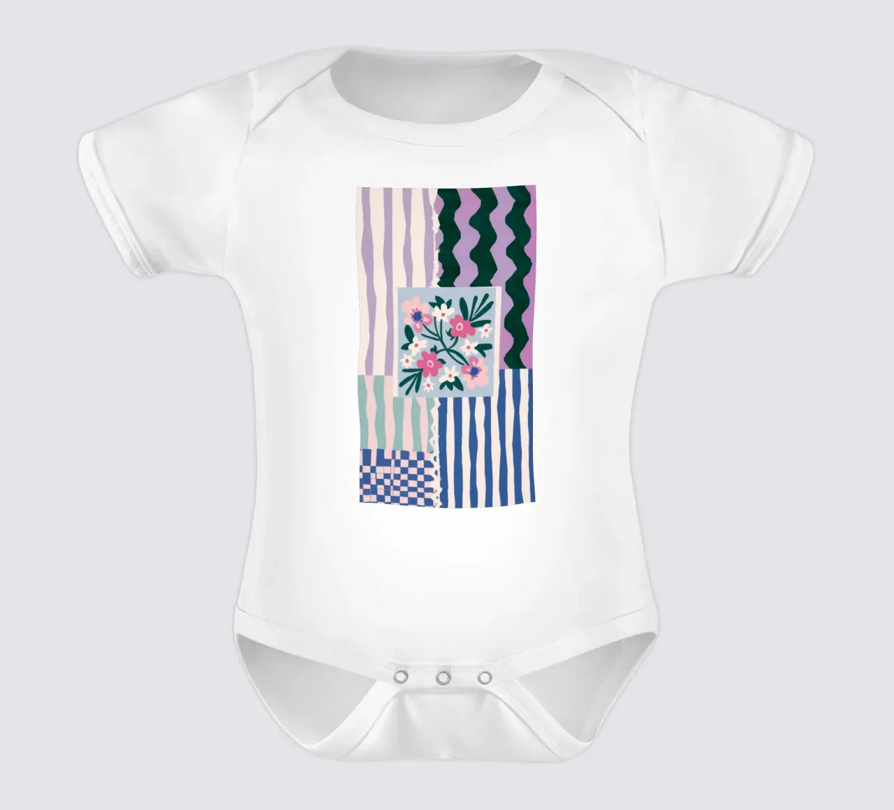 Gestreepte vaas Abstract babyrompertje korte mouwen van Marigold Tiga