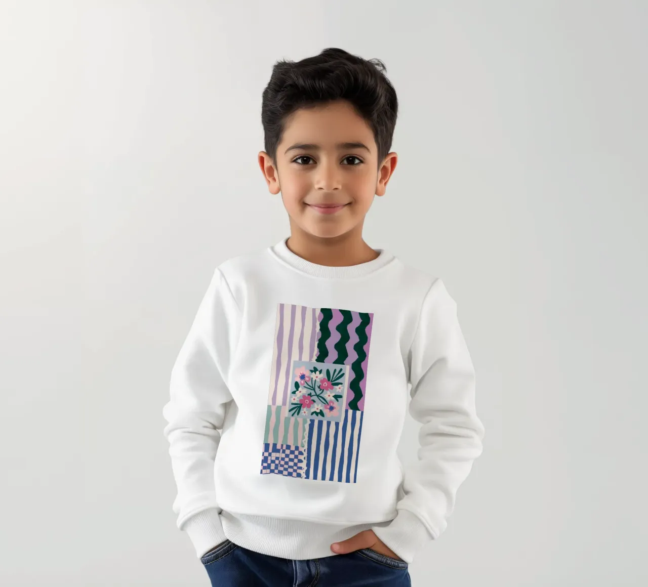Striped Vase Abstract kids sweatshirt by Marigold Tiga