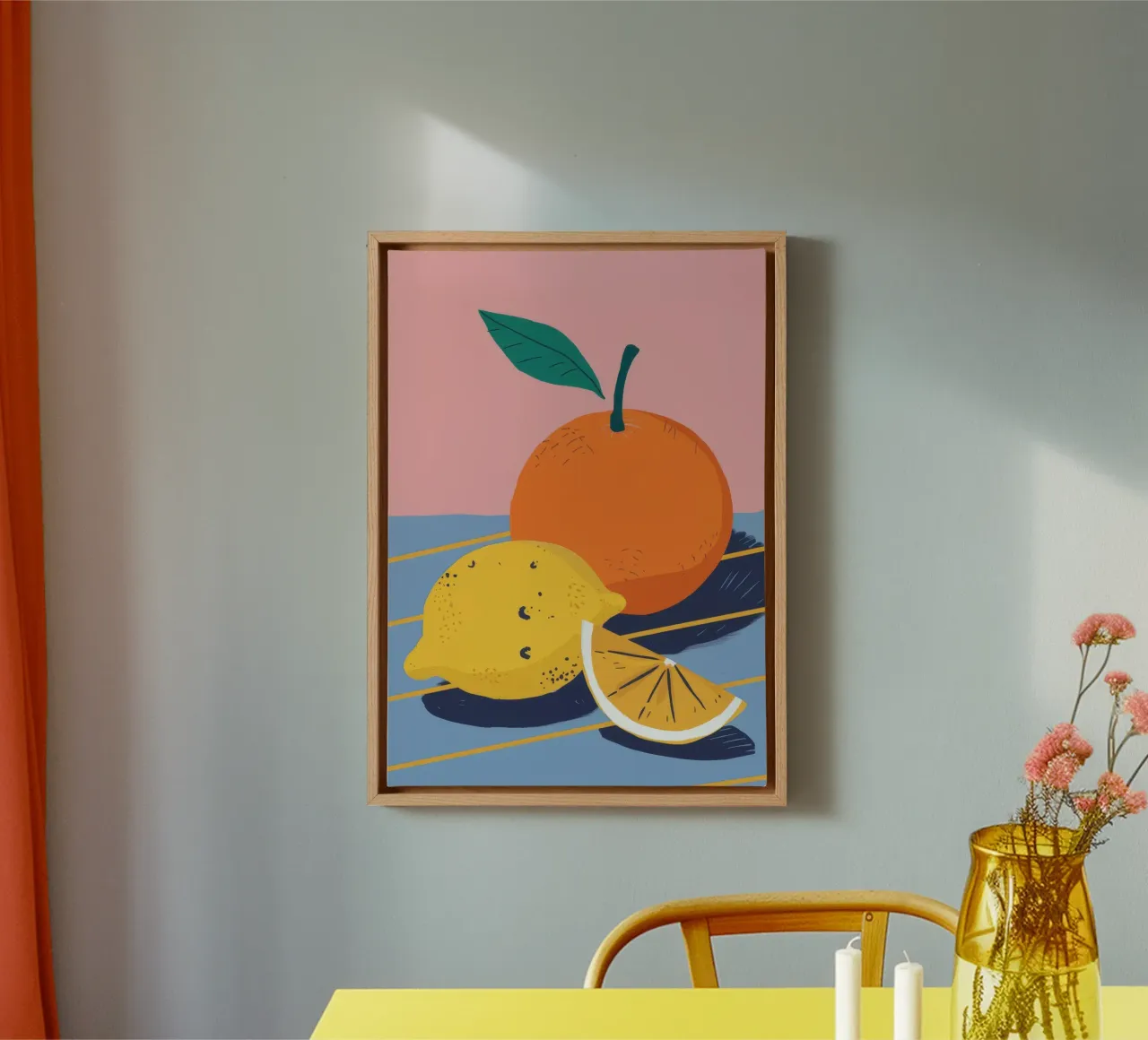 Orange und Zitrone Light Leinwand mit Schattenfugenrahmen von Haven Fantasy