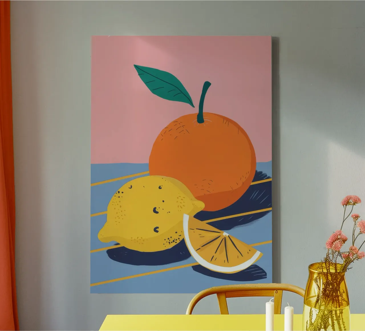 Orange und Zitrone Light Leinwand mit Schattenfugenrahmen von Haven Fantasy