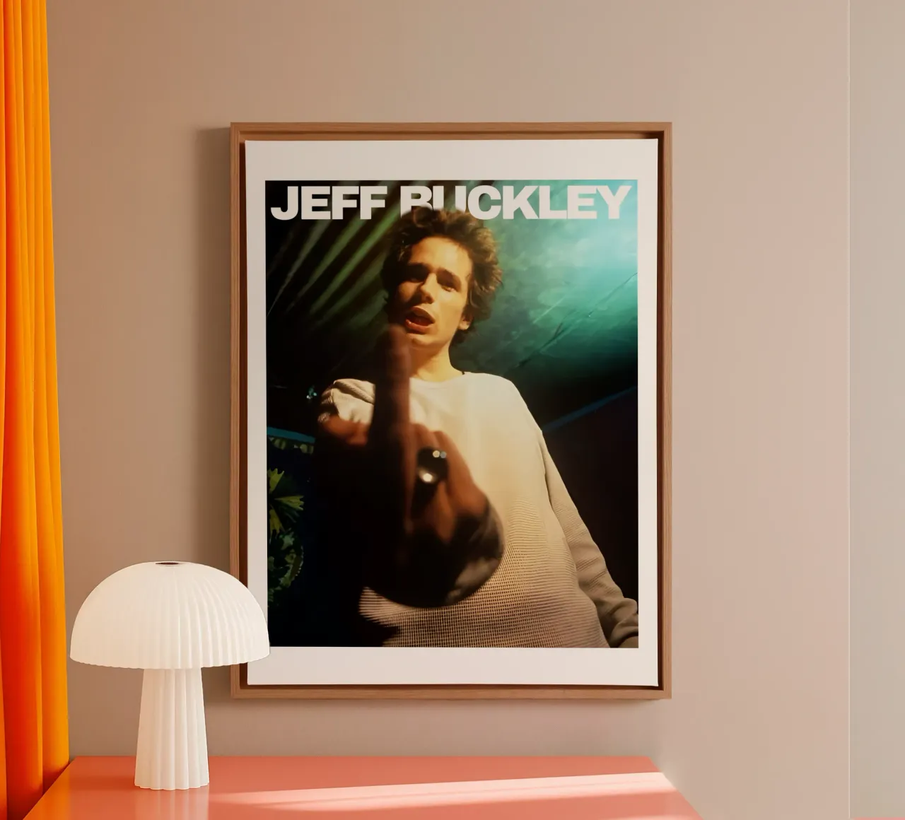 Middelvinger Jeff Buckley-stijl canvas met Baklijst van greskulargenama