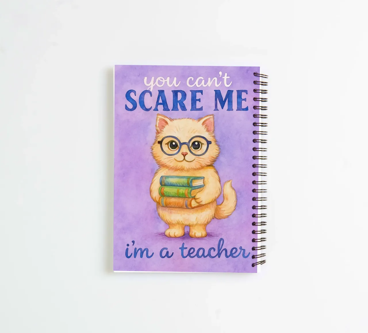 Funny Cat You Can't Scare Me I'm a Teacher spiral notebook by onerules
