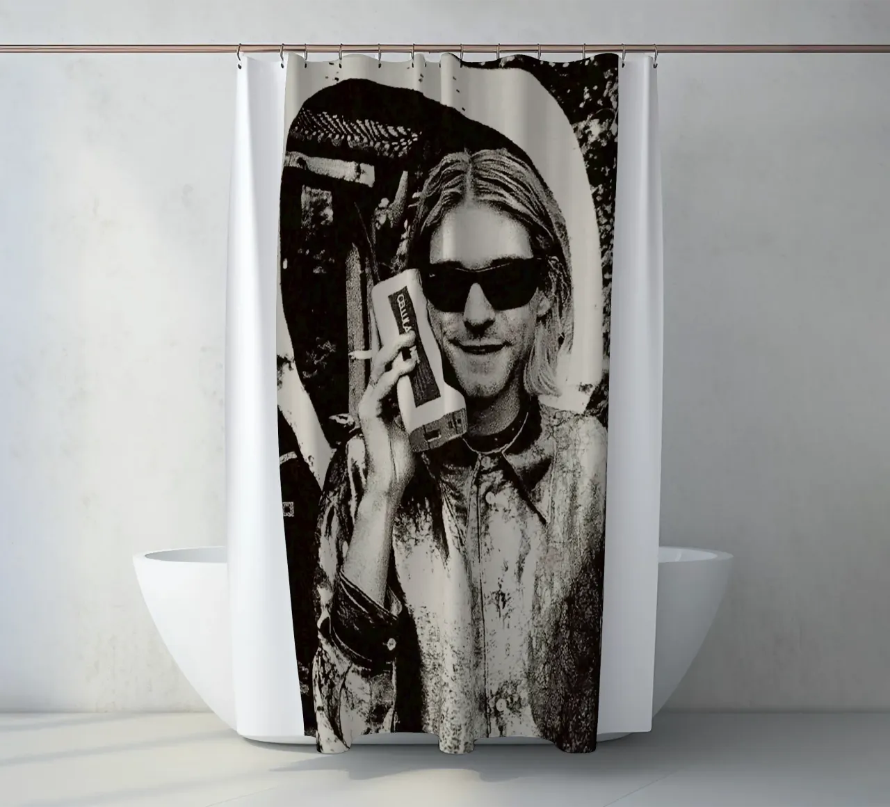 Vintage Kurt CObain Calling tenda da doccia da Has Fab