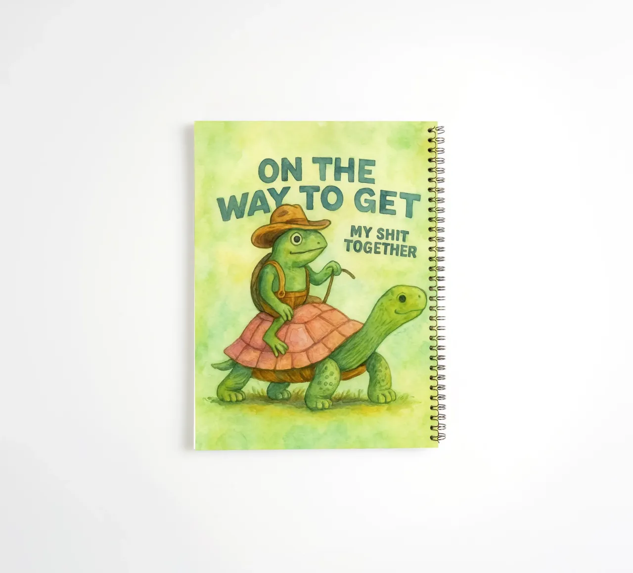 Funny Cowboy Frog On the Way to Get My Life Together spiral notebook by onerules