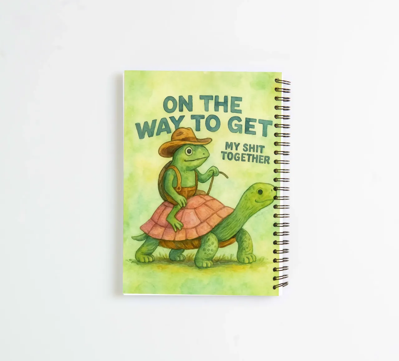 Funny Cowboy Frog On the Way to Get My Life Together spiral notebook by onerules
