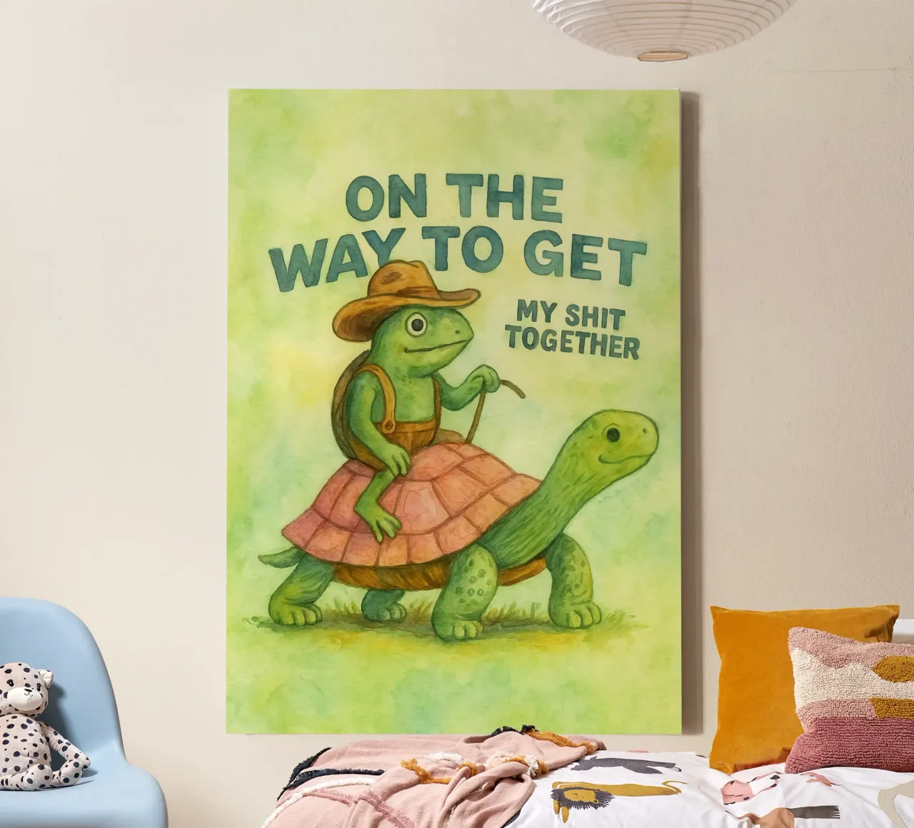 Funny Cowboy Frog On the Way to Get My Life Together canvas by onerules