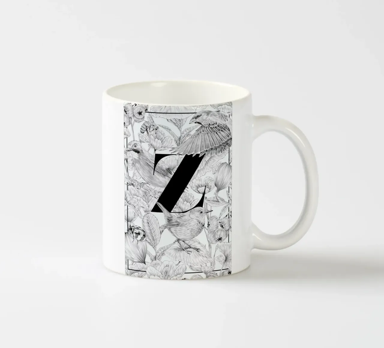 Floral Alphabet Z Keramik Tasse von Faunesque