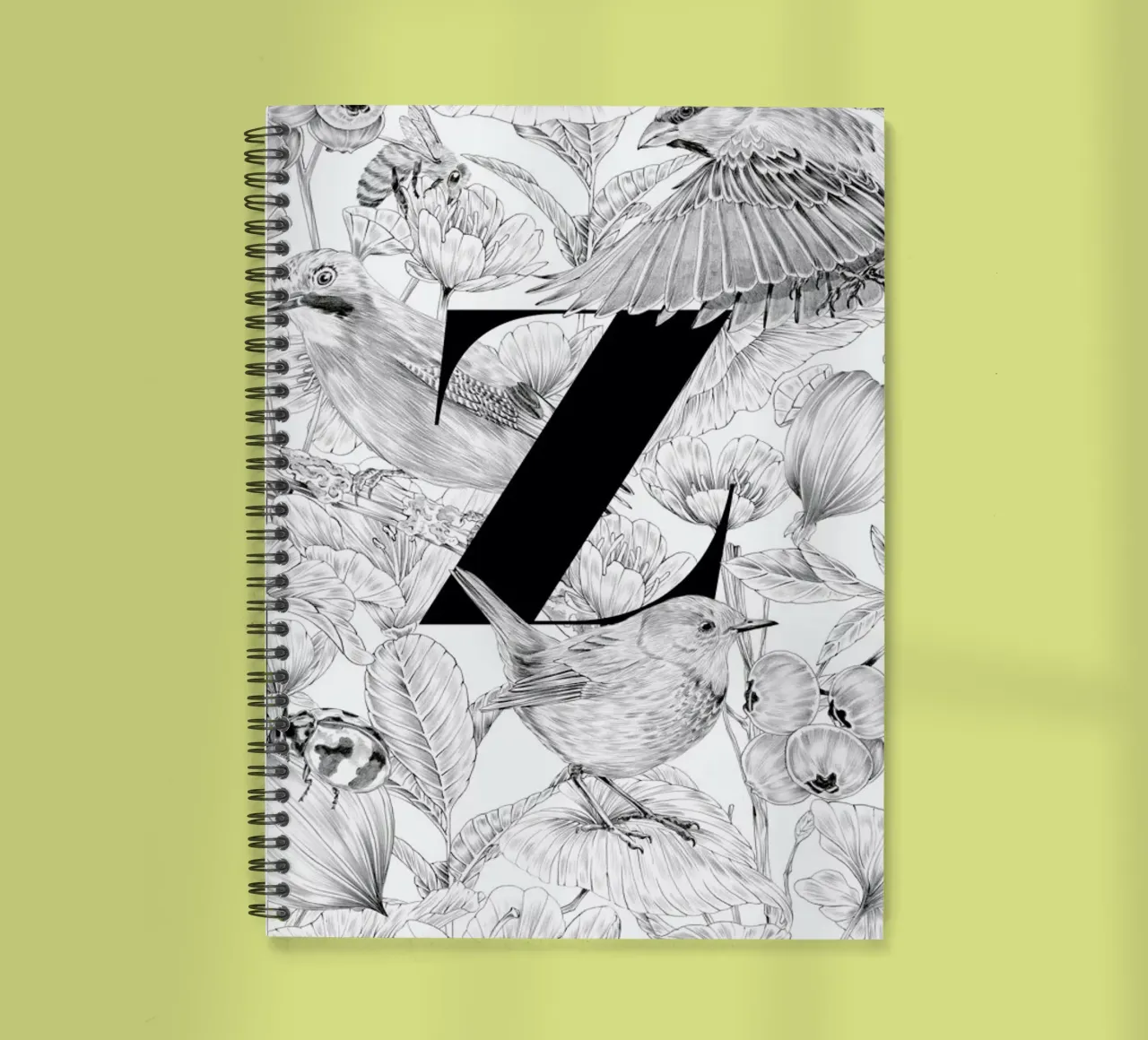 Floral Alphabet Z spiral notebook by Faunesque