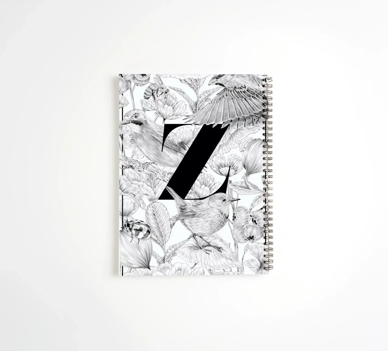 Floral Alphabet Z spiral notebook by Faunesque