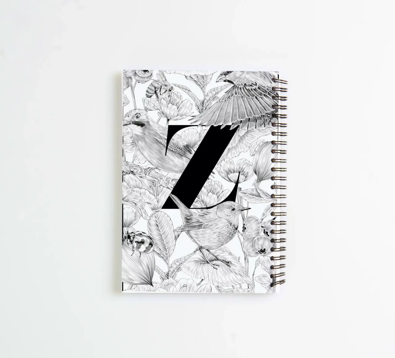 Floral Alphabet Z spiral notebook by Faunesque