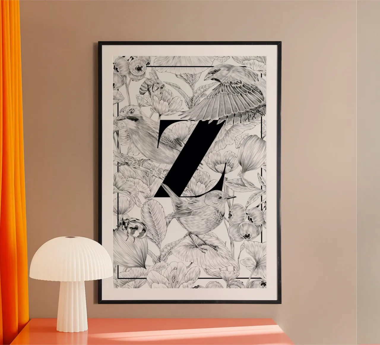 Floral Alphabet Z poster de Faunesque