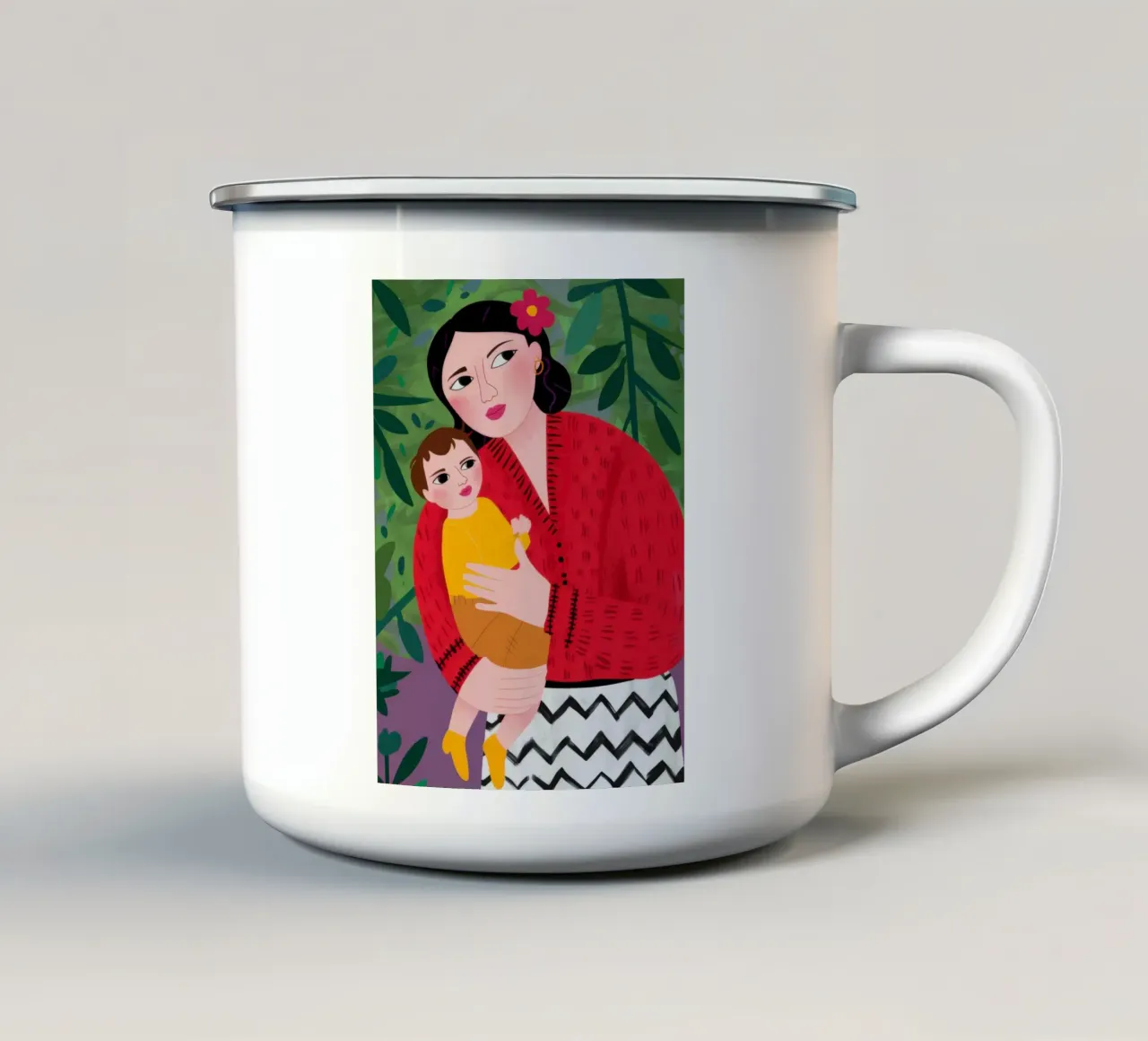 Amore tra madre e figlio tazza in smalto da Marigold Tiga