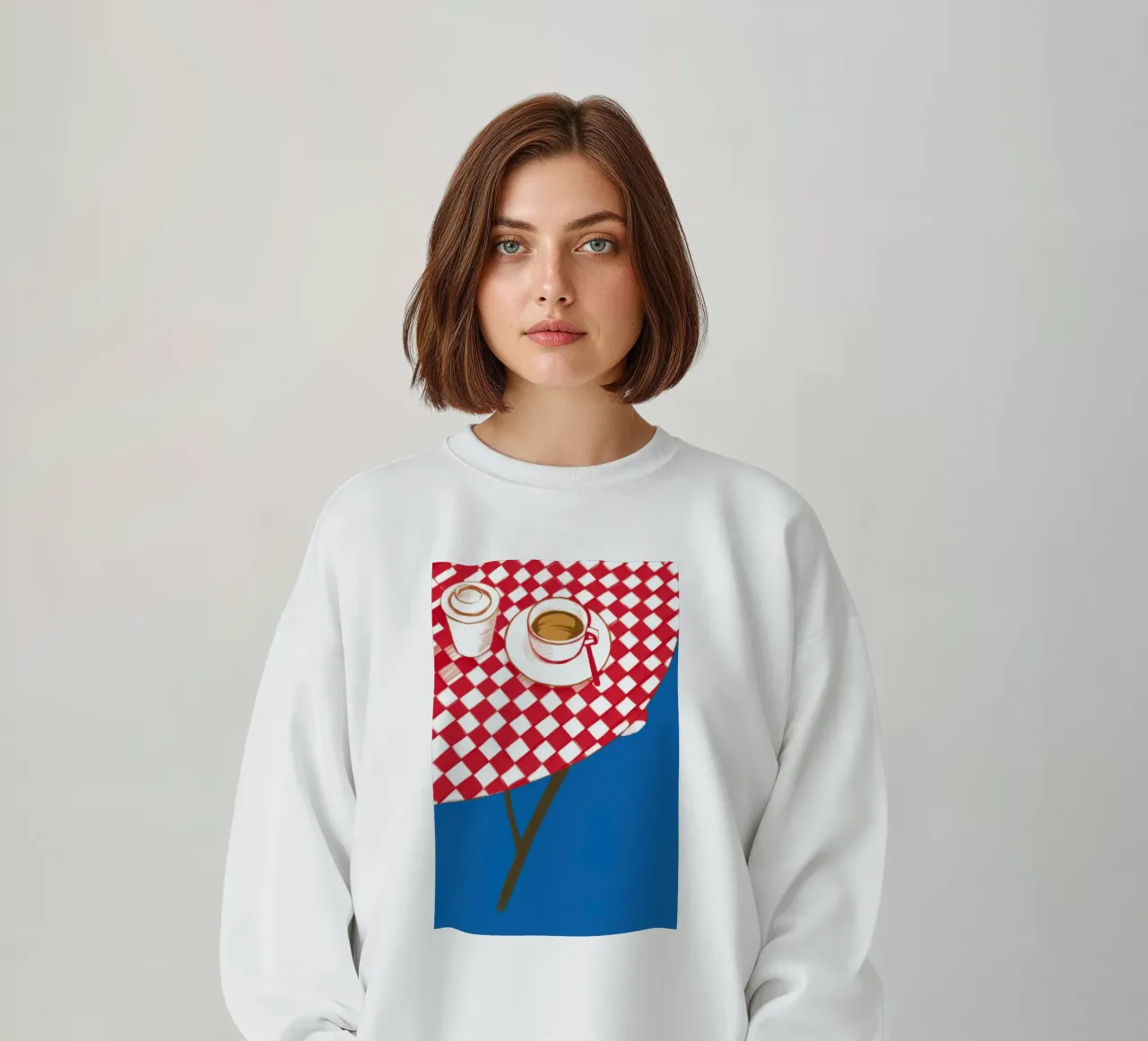 Checkered Coffee Stillness sweatshirt by Pale Aura