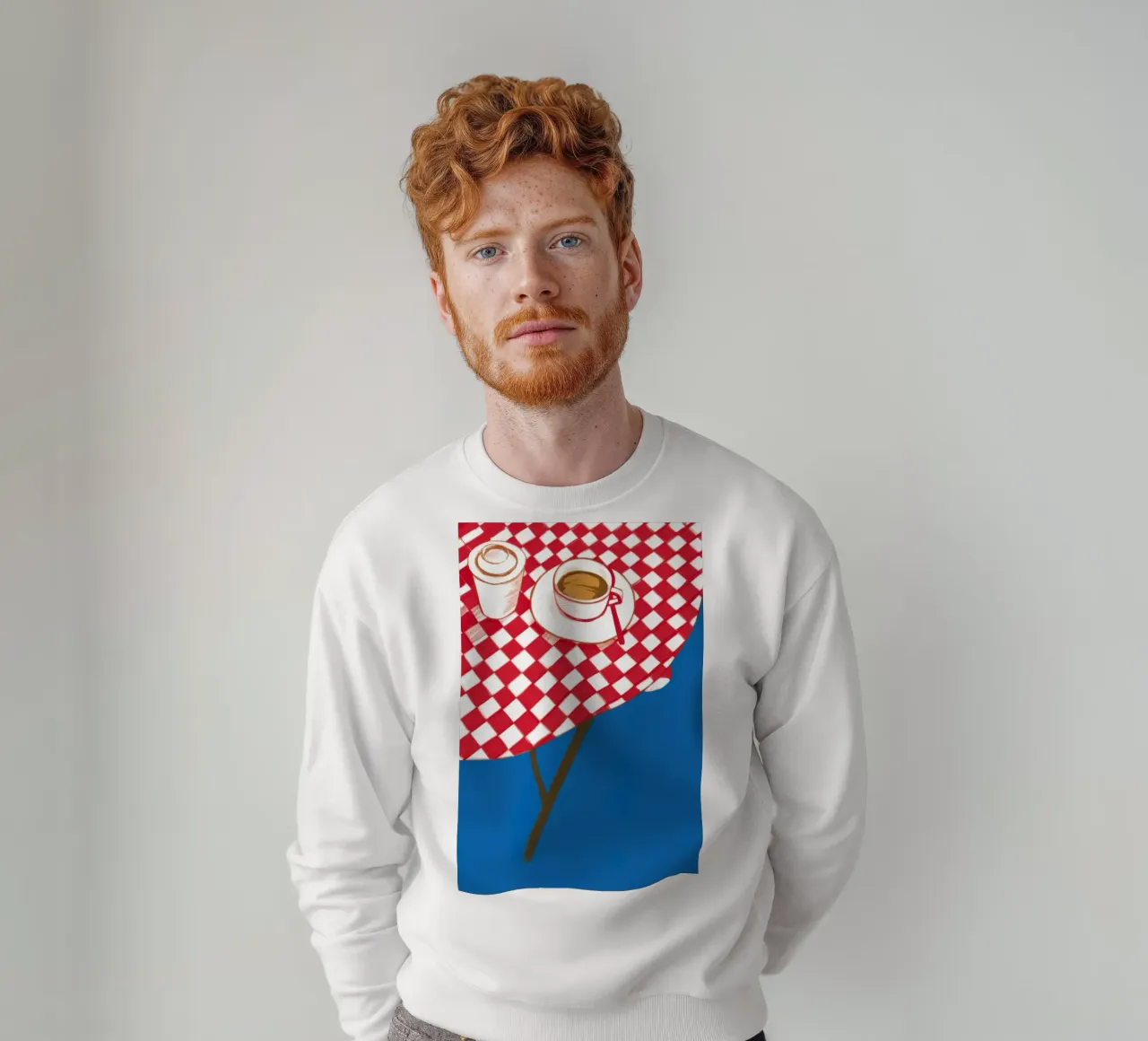 Checkered Coffee Stillness sweatshirt by Pale Aura