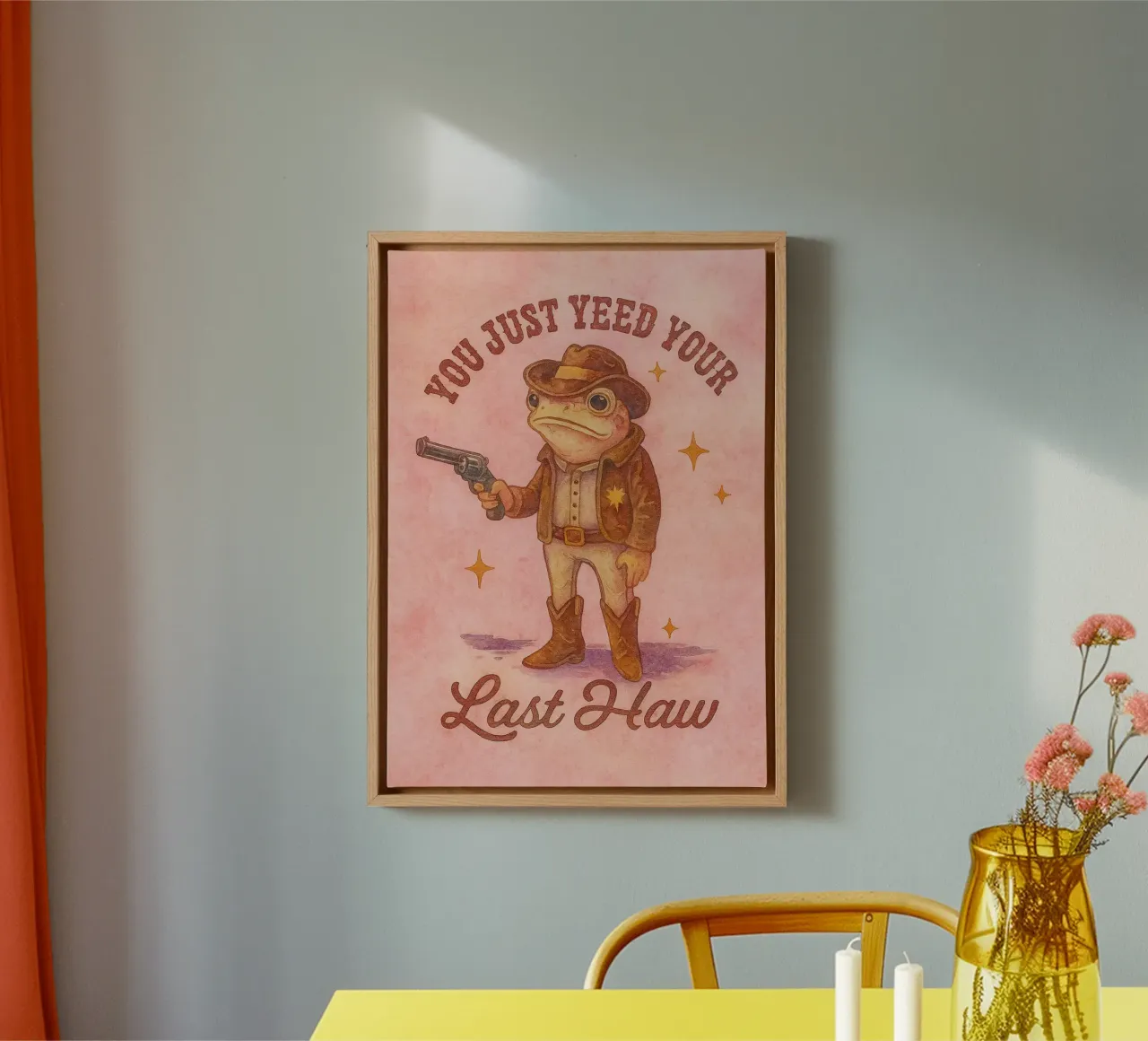 Funny Cowboy Frog You Just Yeed Your Last Haw canvas with Floater frame by onerules
