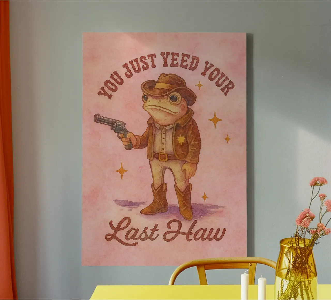 Funny Cowboy Frog You Just Yeed Your Last Haw canvas with Floater frame by onerules