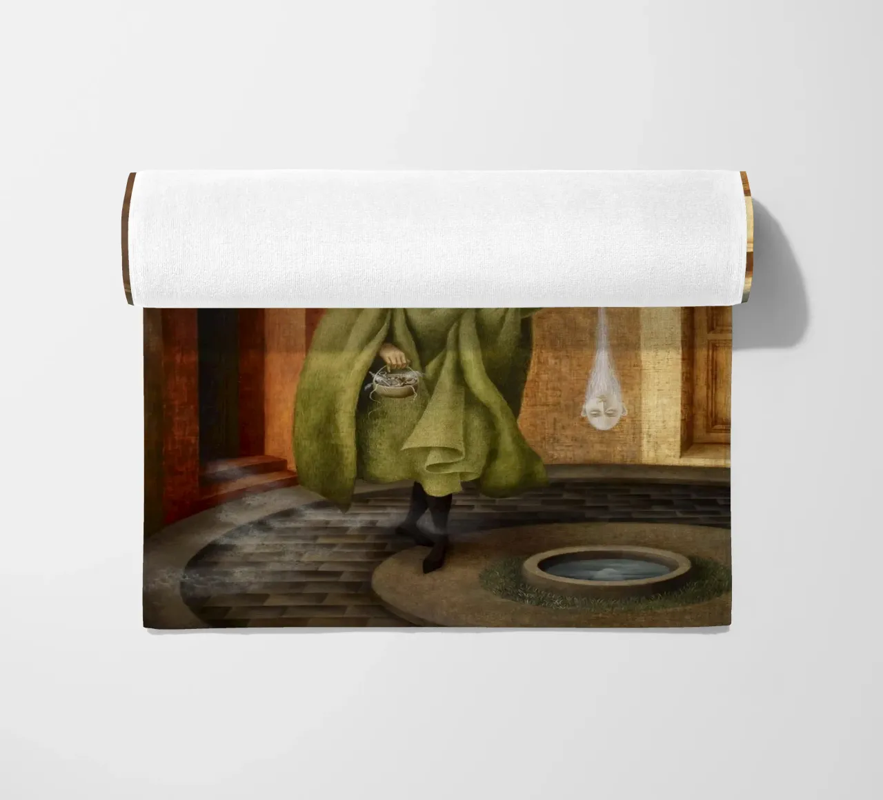 Woman Leaving The Psychoanalyst, 1960 beach towel by Alexandra Sutton