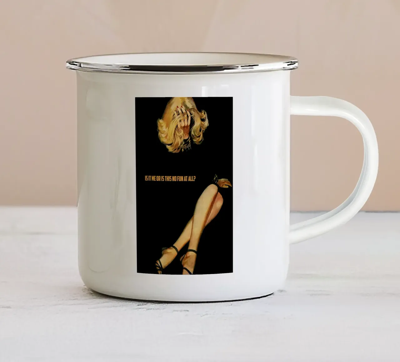 No Fun At All tazza in smalto da Gallery Print and Art Limited